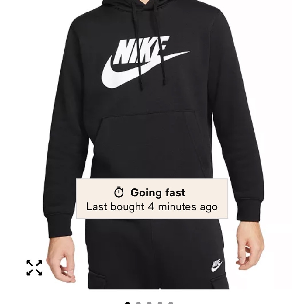 Nike Men's Black and White Logo Hoodie